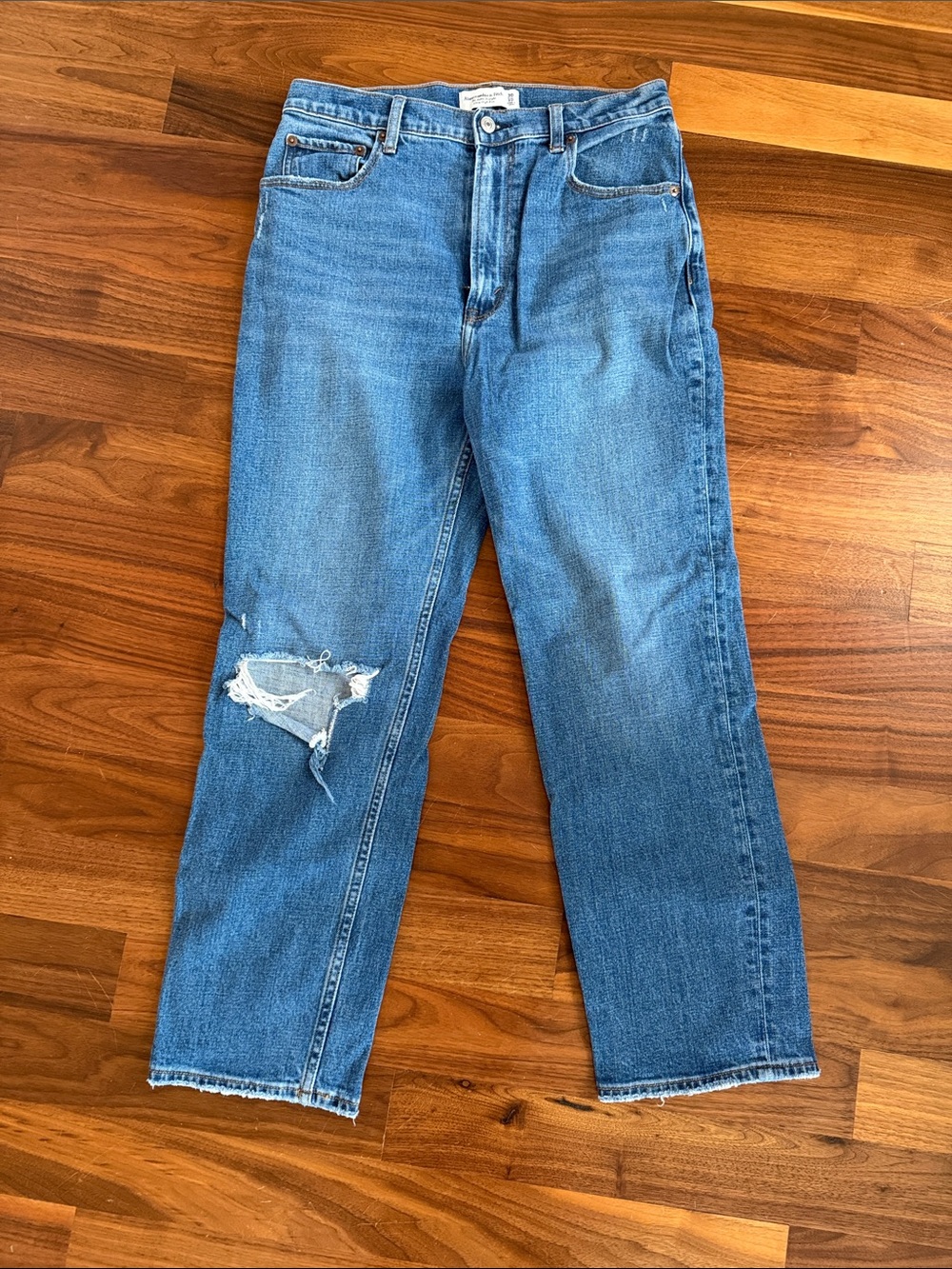 Abercrombie & Fitch High-Rise Distressed Blue Jeans